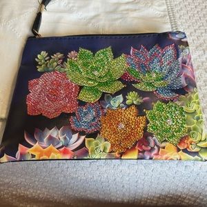 Black leather Clutch with Diamond Painting for design